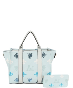 2in1 Fashion Tote Bag with Matching Wallet LMP003-1W BLUE